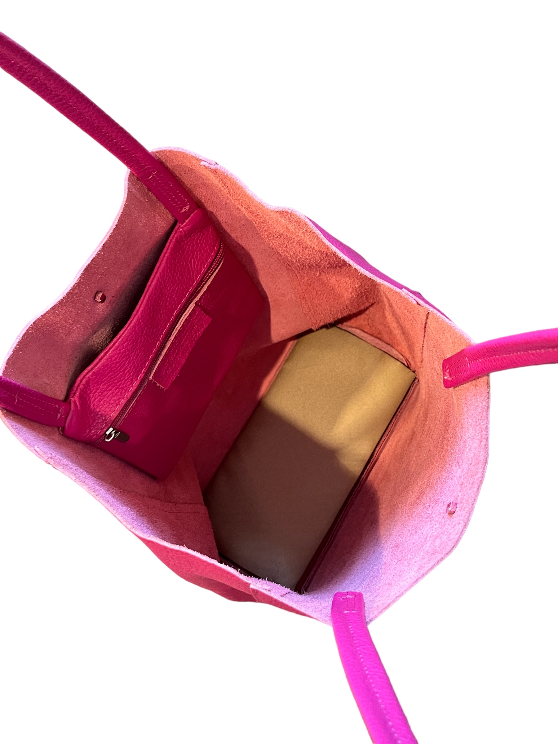 RAINBOW tote in leather, pink - 2