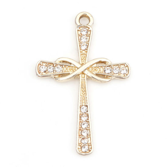 Berlock -  Kors , Guld  med rhinestones 