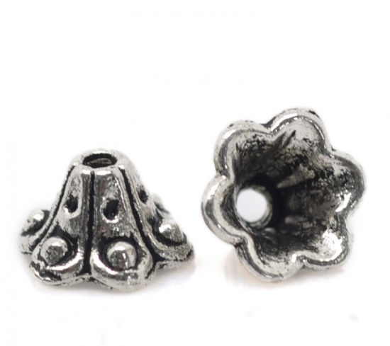 Pearlhats, old silver 10mm Flower 