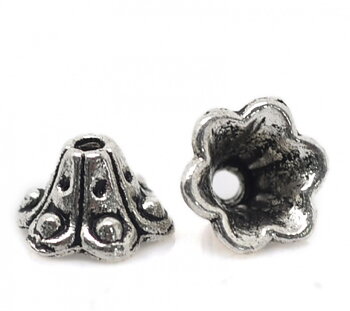 Pärlhattar, Antiksilver 10mm Flower 