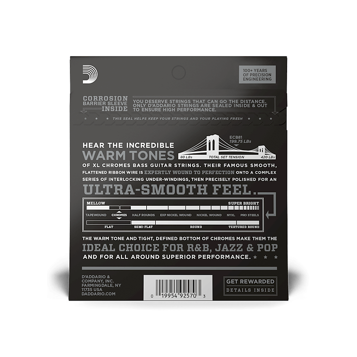 D'AddarioECB81 Strängset Elbas Flat Wound Chromes 045-100