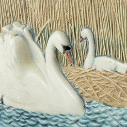 Staffan Johnson (1980s) White Wall Plaque with Swan Motif 15 cm  [Sample Images]