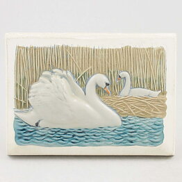 Staffan Johnson (1980s) White Wall Plaque with Swan Motif 15 cm  [Sample Images]