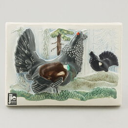 Staffan Johnson (1980s) White Wall Plaque with Capercaillie Motif 15 cm