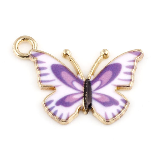 Charm -  Enameld butterfly, multi purple