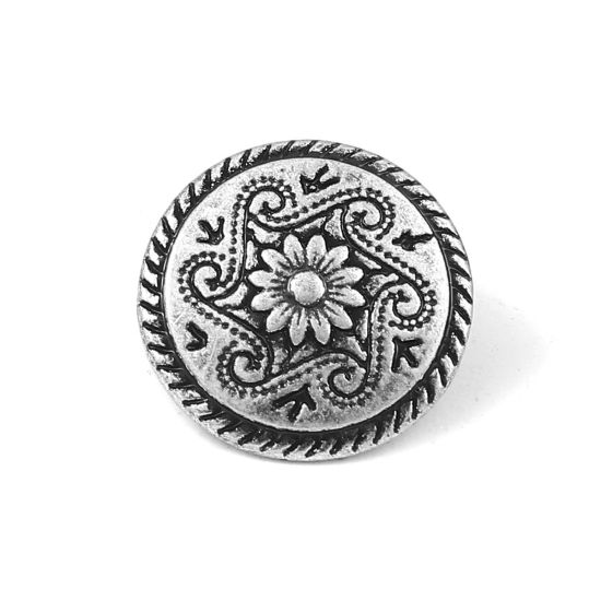 Buttons in metal -  Flower pattern 15mm