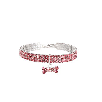 Hundhalsband Strass Hjärta Rosa 23cm