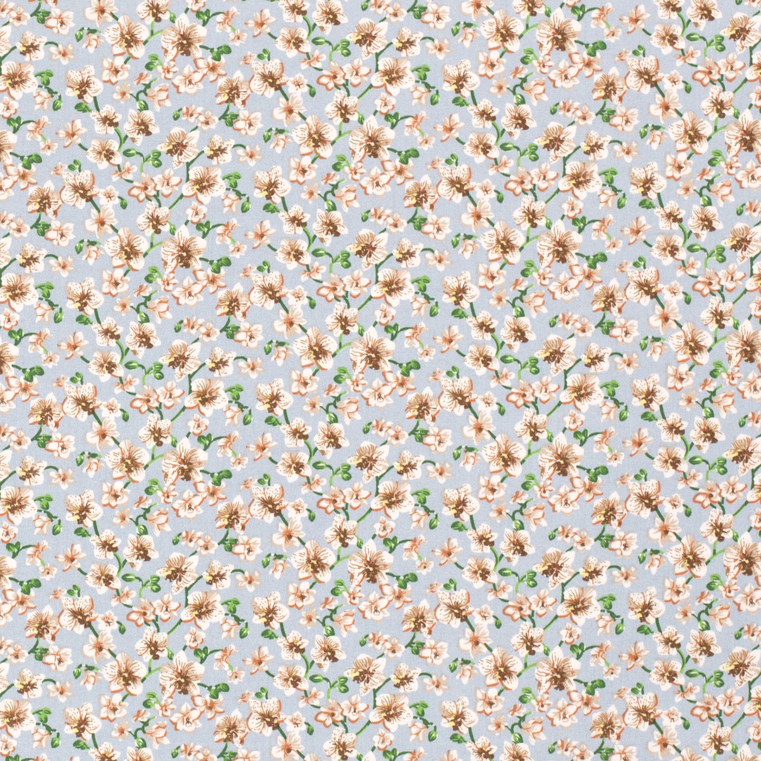 VISCOSE -  LOVELY FLOWERS - LIGHT BLUE