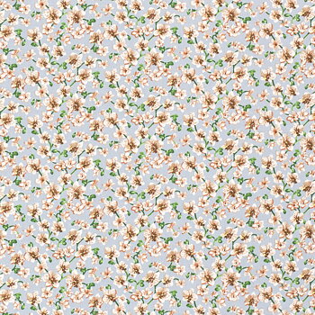 VISCOSE -  LOVELY FLOWERS - LIGHT BLUE