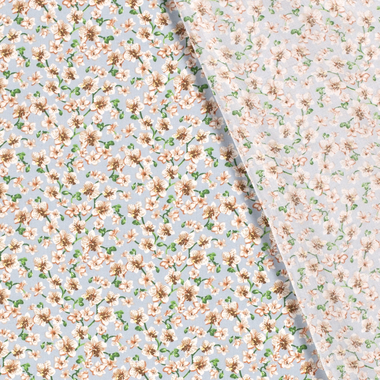 VISCOSE -  LOVELY FLOWERS - LIGHT BLUE - 4