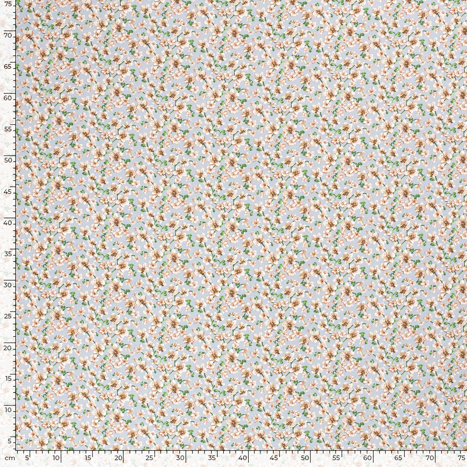 VISCOSE -  LOVELY FLOWERS - LIGHT BLUE - 5