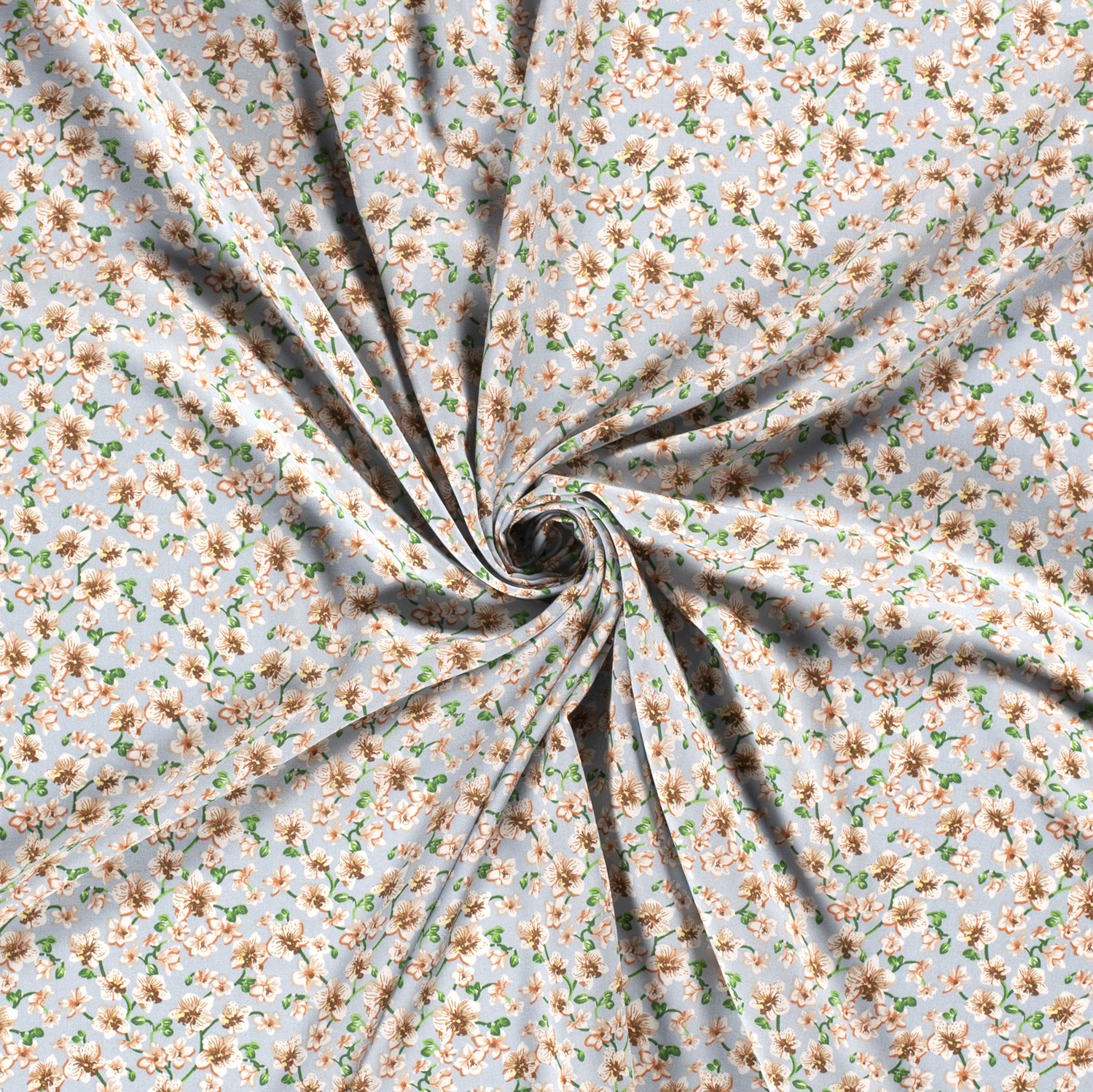 VISCOSE -  LOVELY FLOWERS - LIGHT BLUE - 3