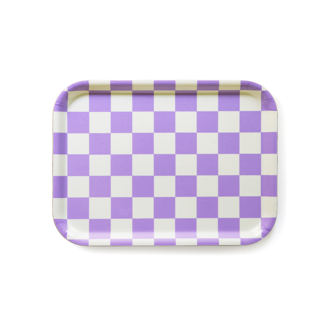 Butter / Lavender CHECKER Bricka - 27x20 cm
