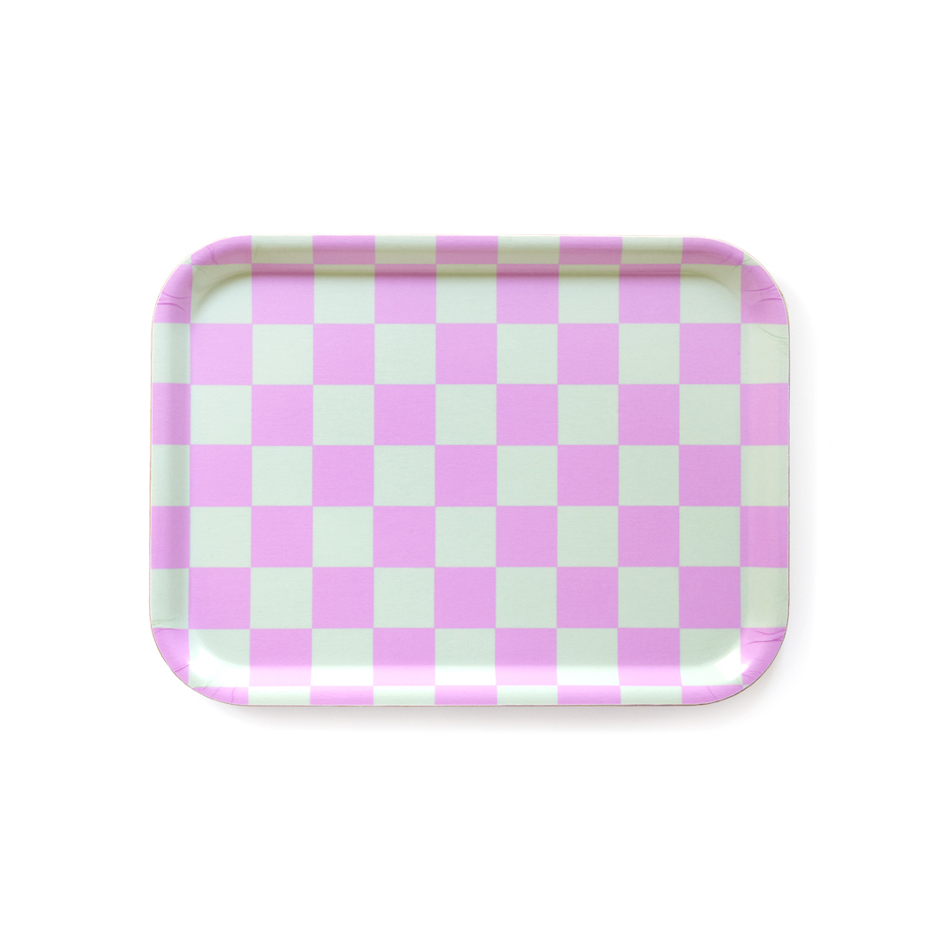 Mint / Peony  CHECKER Serving Tray - 27x20 cm