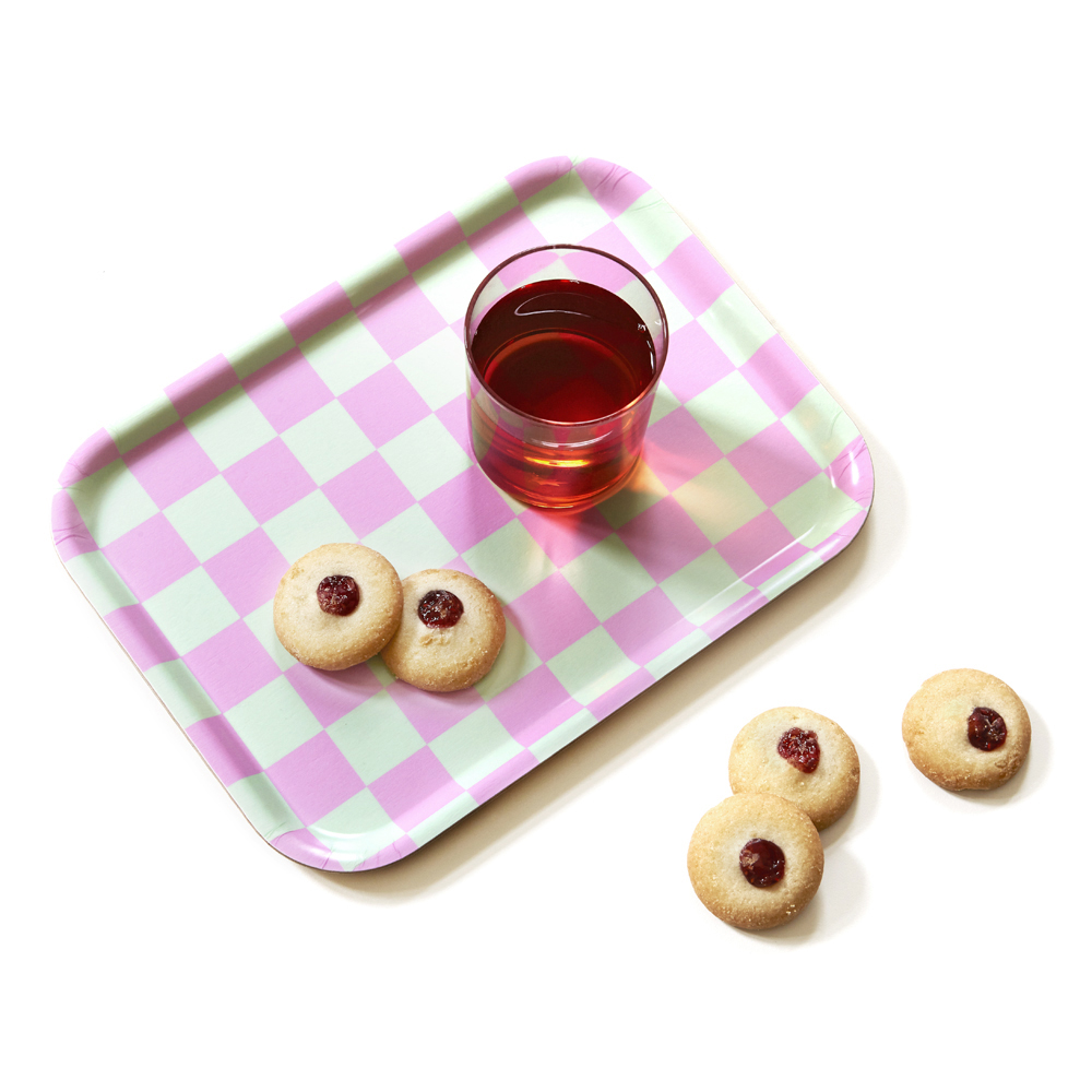 Mint / Peony  CHECKER Serving Tray - 27x20 cm - 2