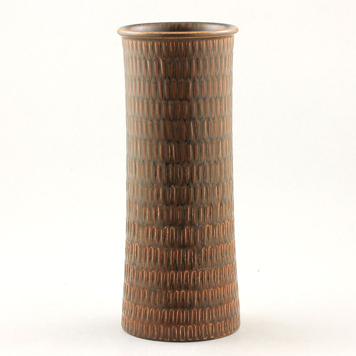 スティグ・リンドベリ  シリンダー型の茶色いベース  21cm  1963年