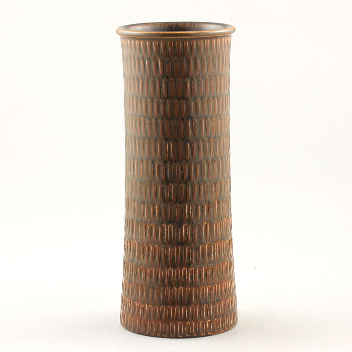スティグ・リンドベリ  シリンダー型の茶色いベース  21cm  1963年