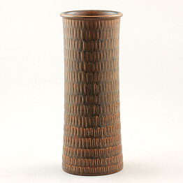 Stig Lindberg (1963) Unique Brown Cylinder Vase 21 cm