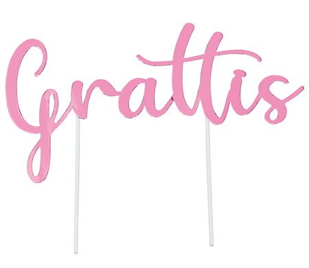 Tårtdekoration Grattis Rosa 