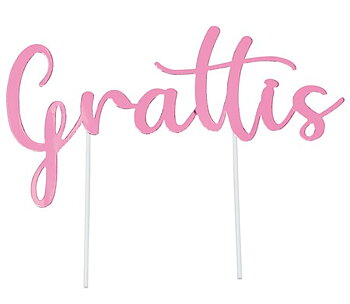 Tårtdekoration Grattis Rosa 