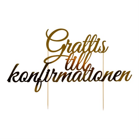 Cake topper Konfirmation Guld 