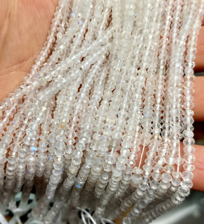Fasettslipad Diskformad  Regnbågsmånsten Pärlor,  2-3mm  - 3
