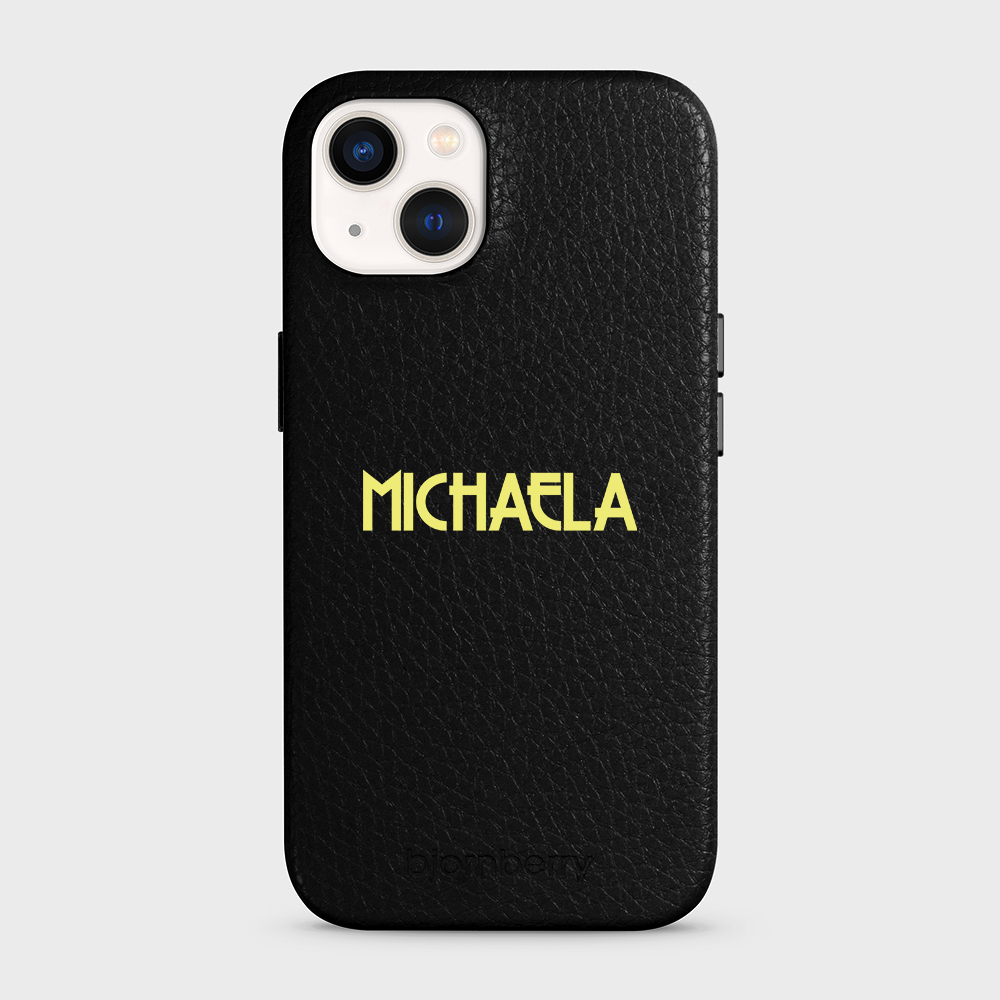 iPhone 13 Personalised Leather Case - Art Deco Name - 16