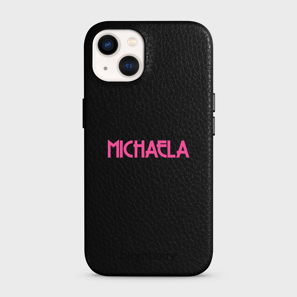 iPhone 13 Personalised Leather Case - Art Deco Name - 17