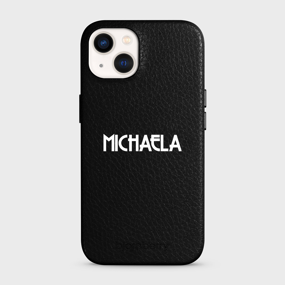 iPhone 13 Personalised Leather Case - Art Deco Name - 21