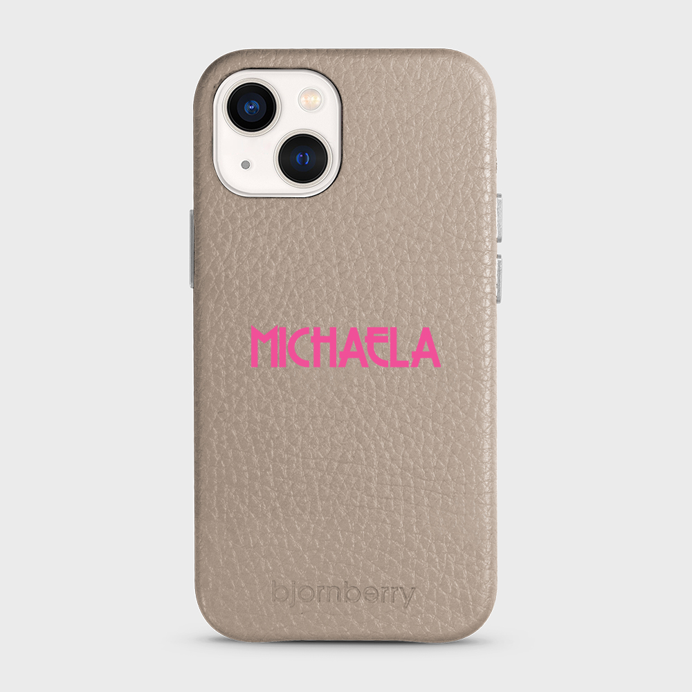 iPhone 13 Mini Personalised Leather Case - Art Deco Name - 24