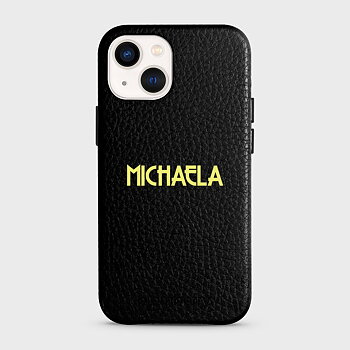iPhone 13 Mini Personifierat Läderskal - Art Deco Namn