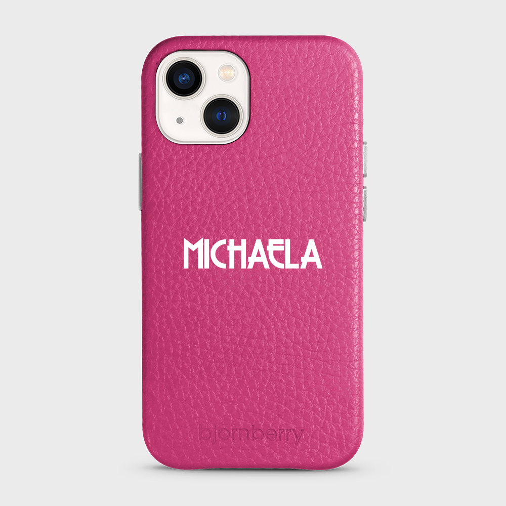 iPhone 13 Mini Personalised Leather Case - Art Deco Name - 21
