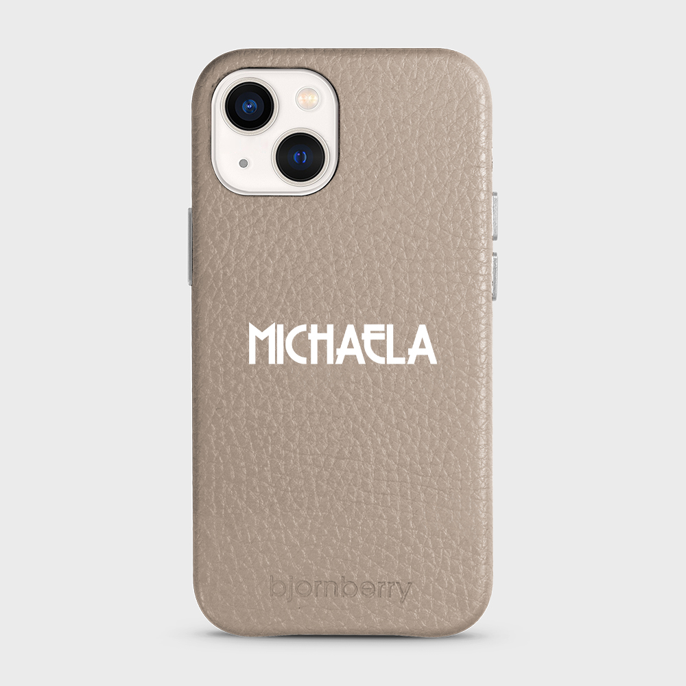 iPhone 13 Mini Personalised Leather Case - Art Deco Name - 28