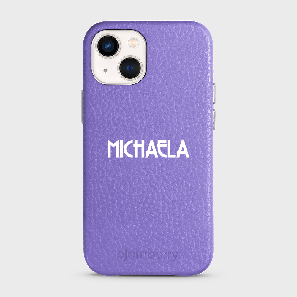 iPhone 13 Mini Personalised Leather Case - Art Deco Name - 14