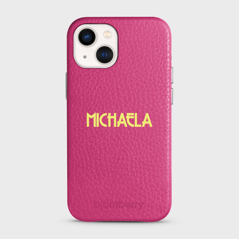 iPhone 13 Mini Personalised Leather Case - Art Deco Name - 16