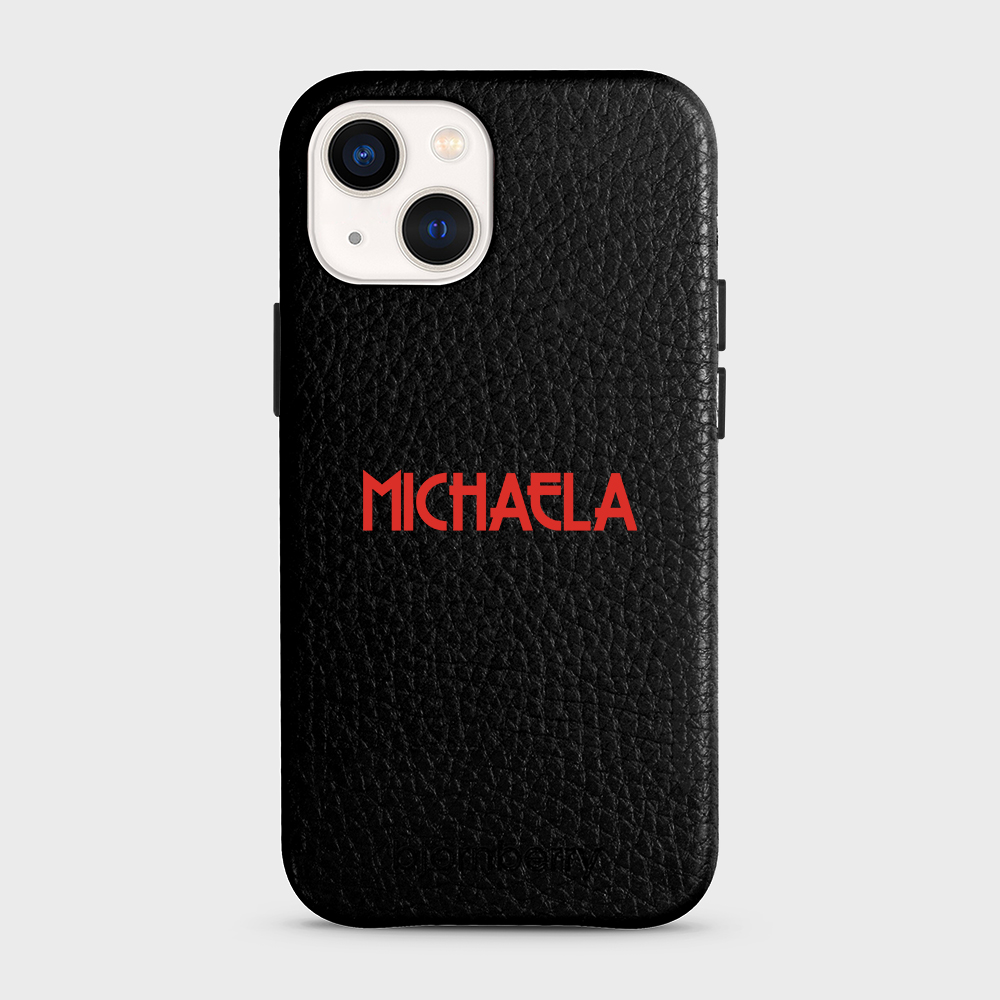 iPhone 13 Mini Personalised Leather Case - Art Deco Name - 3