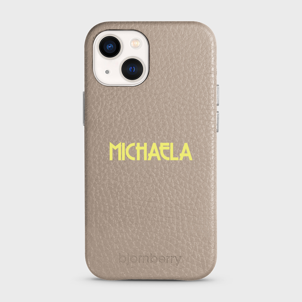 iPhone 13 Mini Personalised Leather Case - Art Deco Name - 23