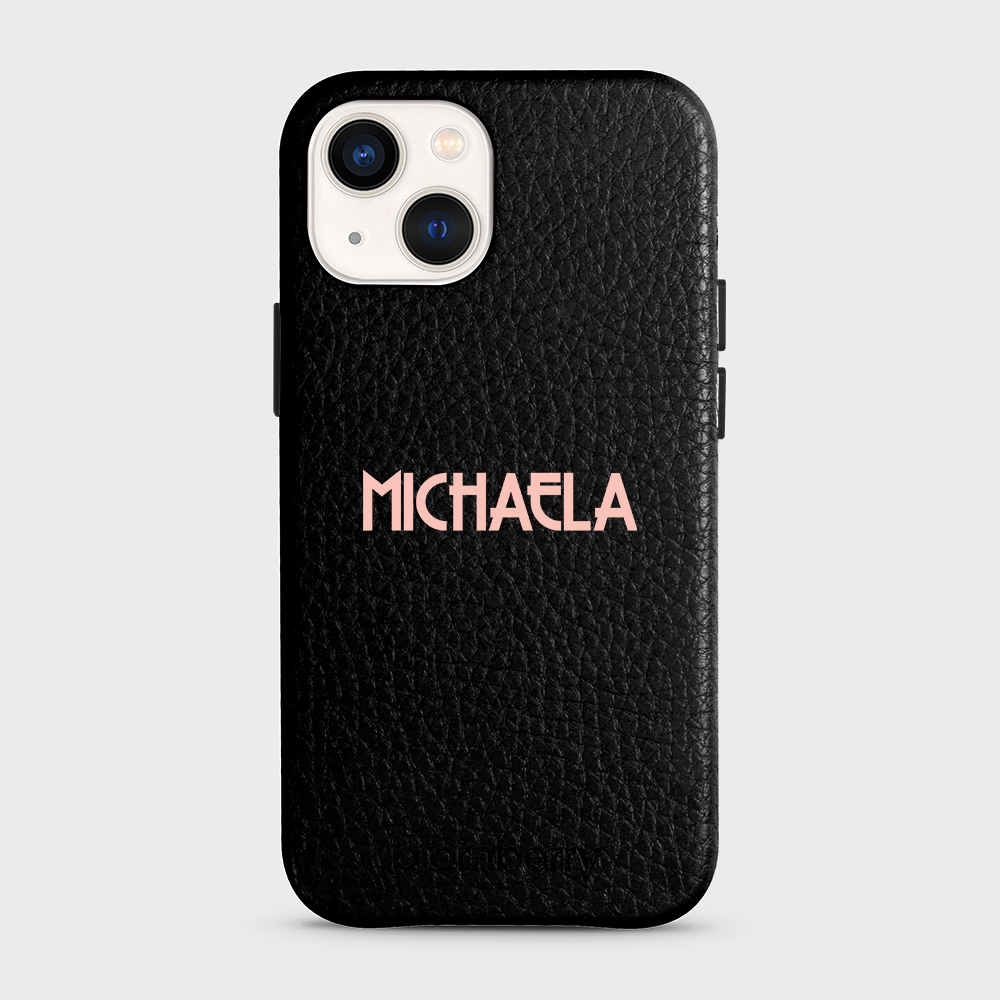 iPhone 13 Mini Personalised Leather Case - Art Deco Name - 4