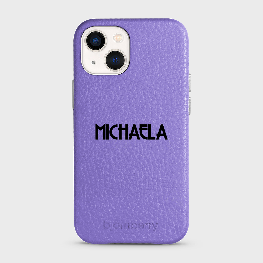 iPhone 13 Mini Personalised Leather Case - Art Deco Name - 13