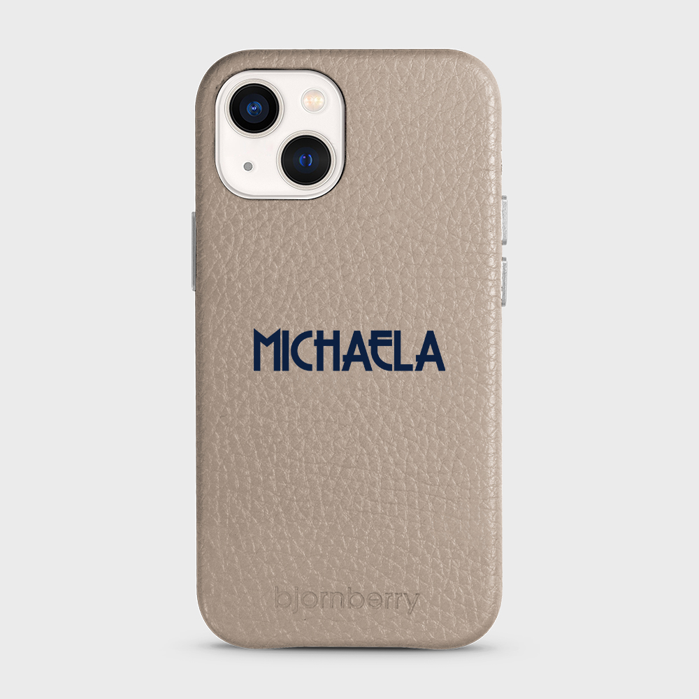 iPhone 13 Mini Personalised Leather Case - Art Deco Name - 22