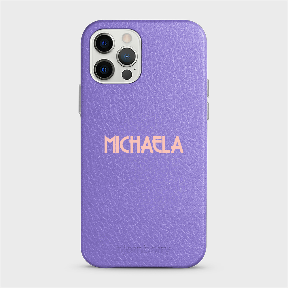 iPhone 12/12 Pro Personalised Leather Case - Art Deco Name - 12