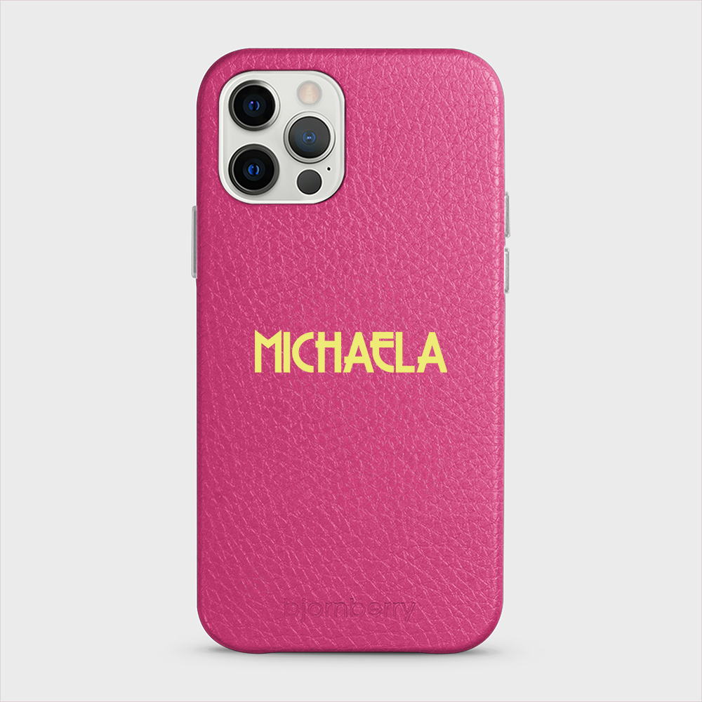 iPhone 12/12 Pro Personalised Leather Case - Art Deco Name - 3