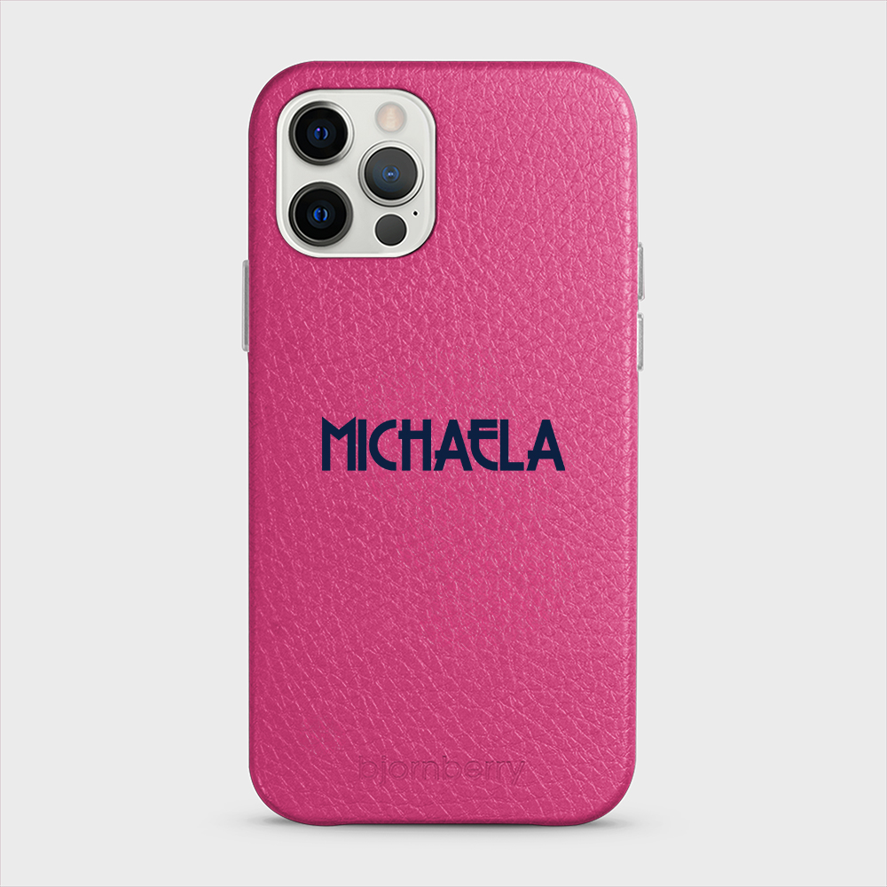 iPhone 12/12 Pro Personalised Leather Case Art Deco Name BJORNBERRY