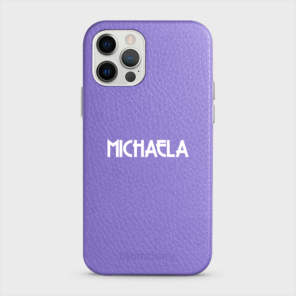 iPhone 12/12 Pro Personalised Leather Case - Art Deco Name - 14