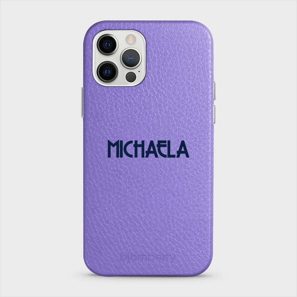 iPhone 12/12 Pro Personalised Leather Case - Art Deco Name - 8