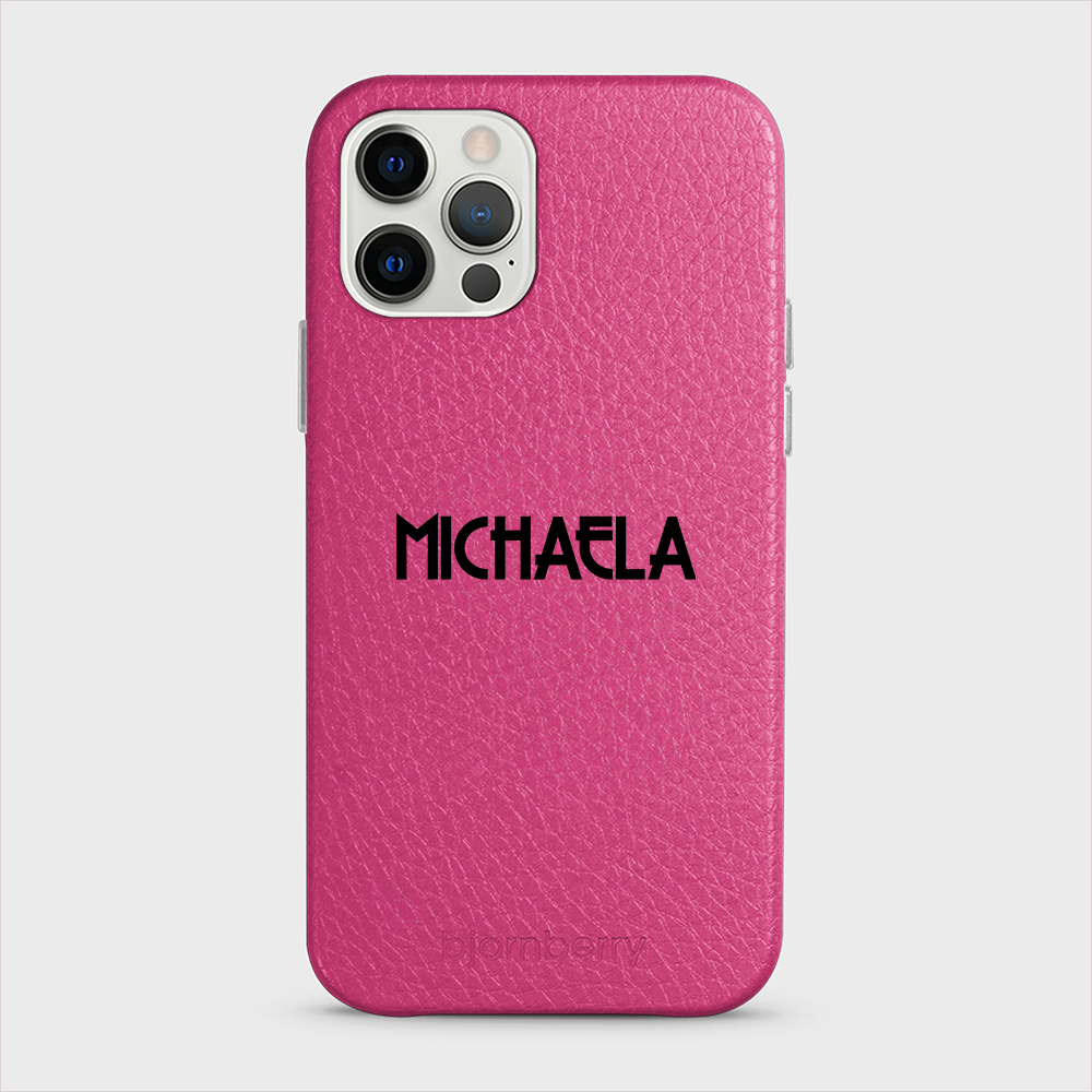 iPhone 12/12 Pro Personalised Leather Case - Art Deco Name - 7