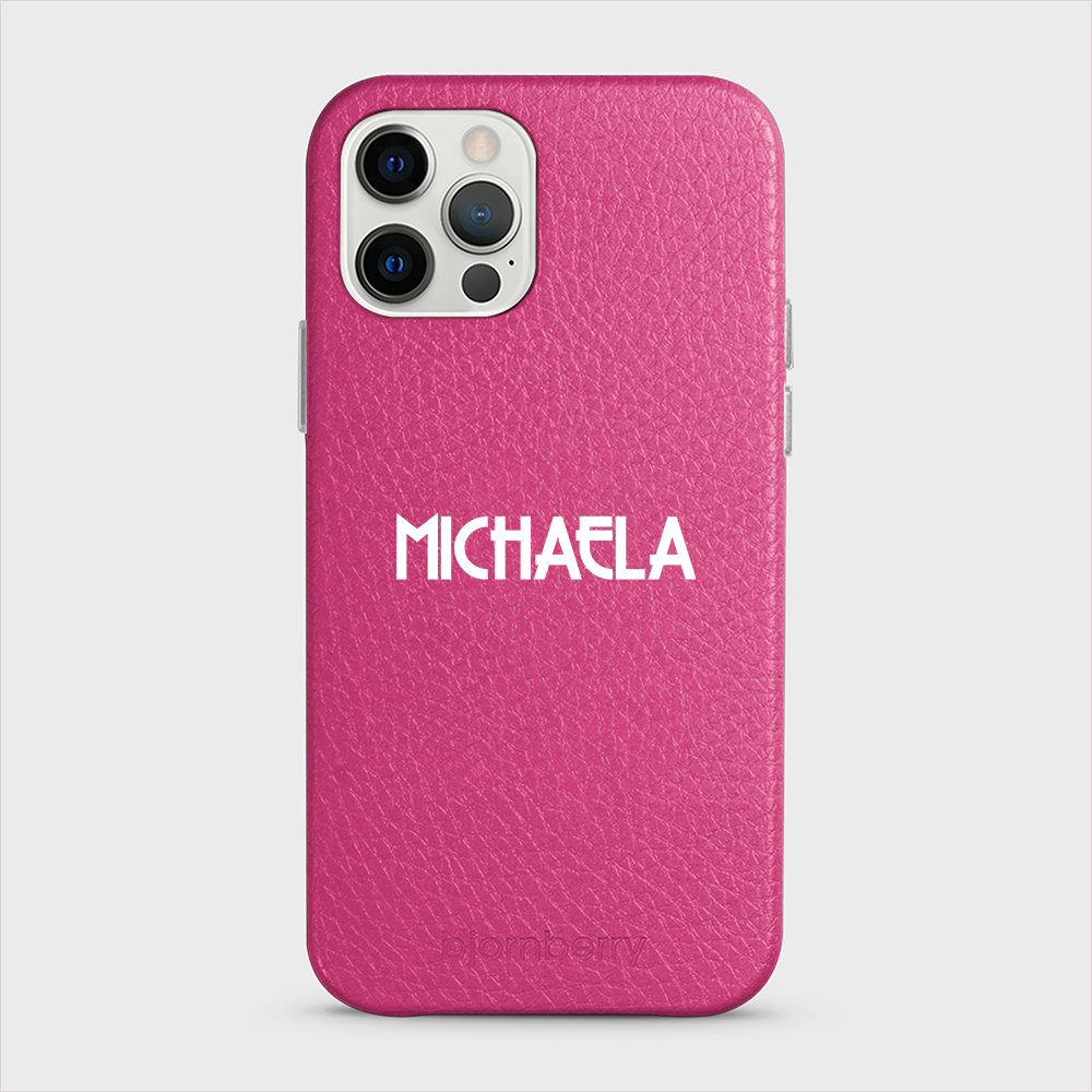 iPhone 12/12 Pro Personalised Leather Case Art Deco Name BJORNBERRY
