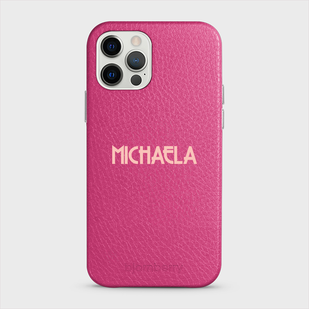 iPhone 12/12 Pro Personalised Leather Case - Art Deco Name - 6