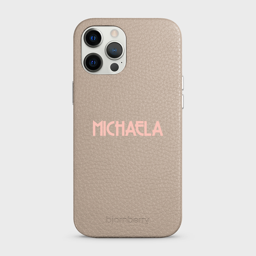 iPhone 12 Pro Max Personalised Leather Case - Art Deco Name - 40