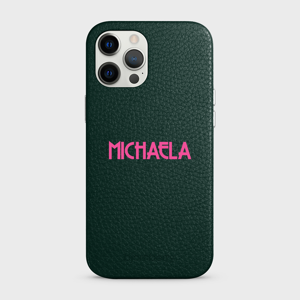iPhone 12 Pro Max Personalised Leather Case - Art Deco Name - 24